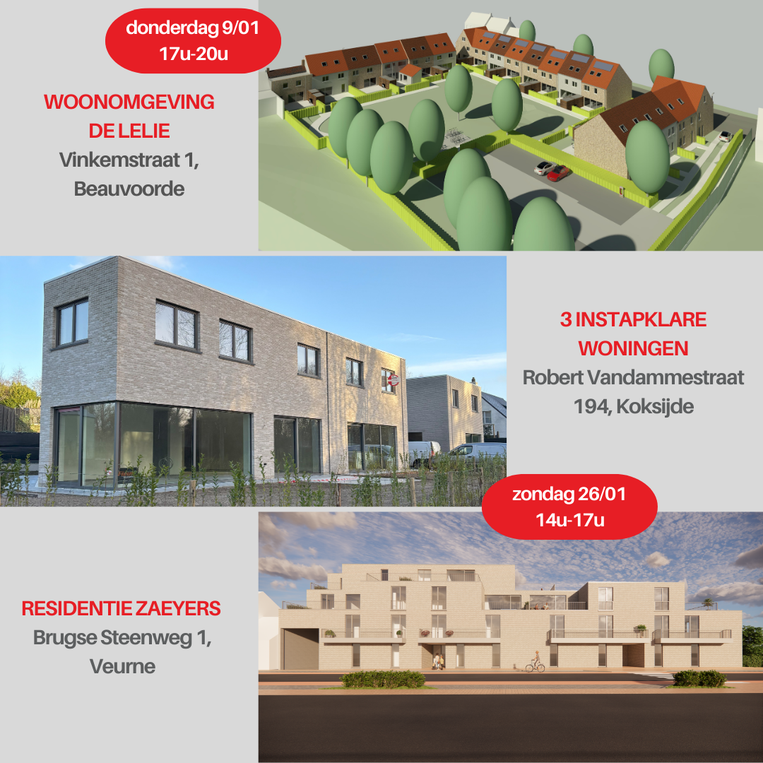 bezoekmomenten de lelie beauvoorde, instapklare woningen Koksijde en Zaeyers Veurne